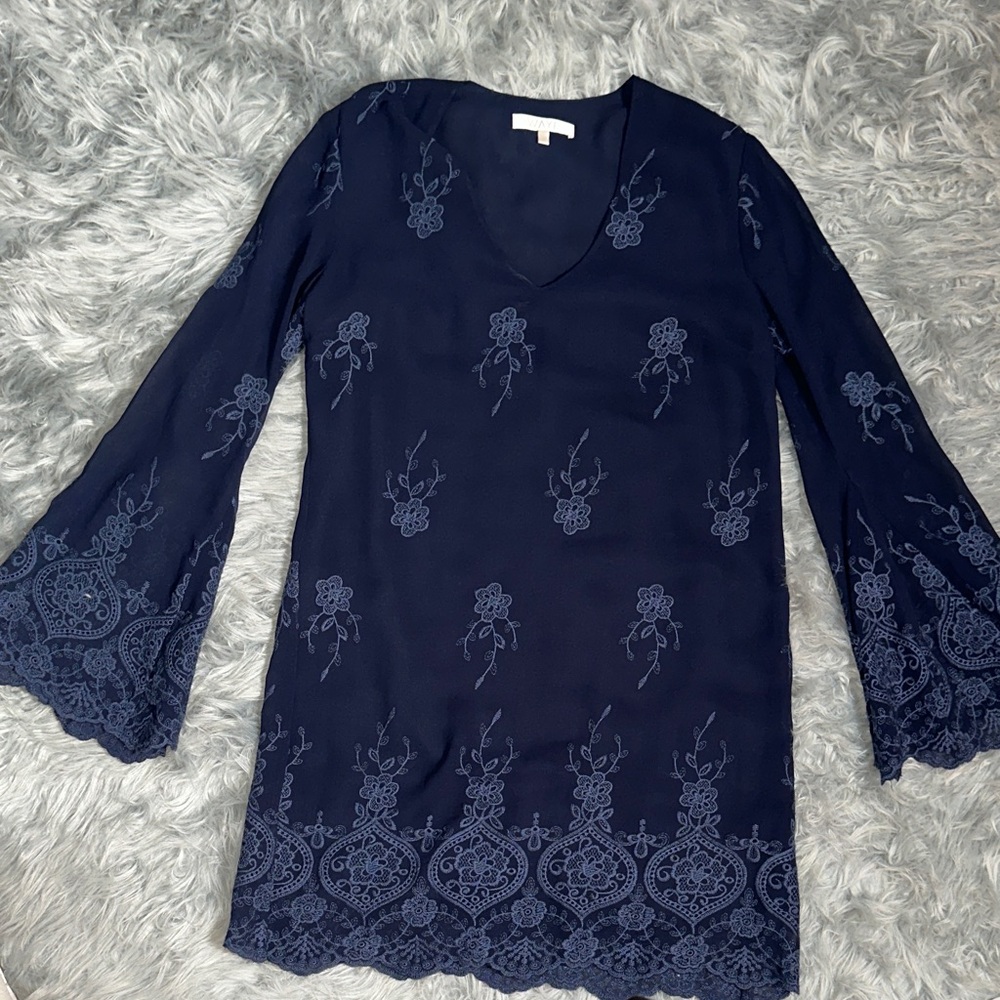 Wayf Navy Blue Lace Blouse